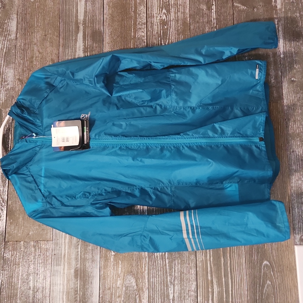 Salomon Teal Hooded Windbreaker Jacket NWT Large